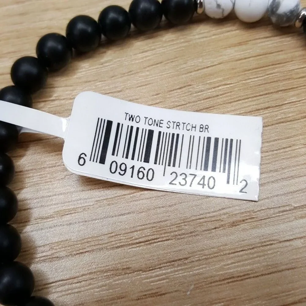 JONAS STUDIO Mens Bracelet Black Dakota Mixed Semi Precious Beaded Stretch